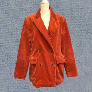 Vintage GAP Women’s Burnt Orange Corduroy Blazer Size 12, Double-Breasted Jacket